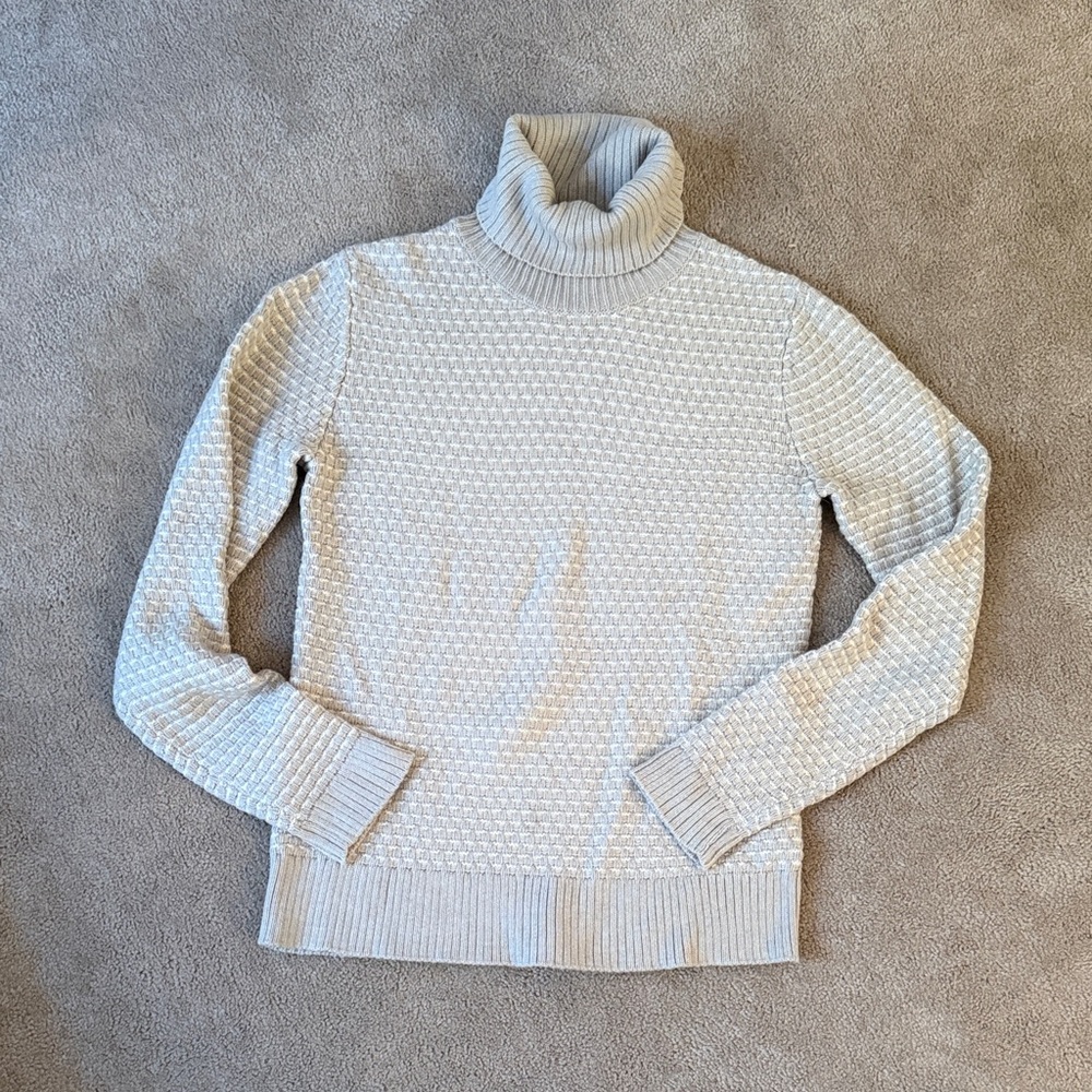JCREW Grey & White Turtleneck Sweater